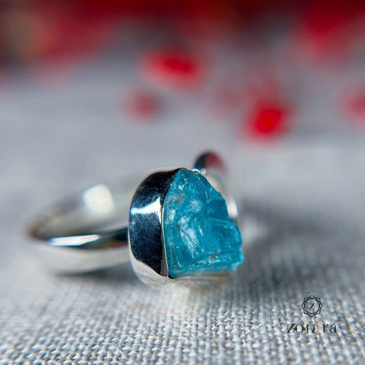 Chaand Silver Ring - Raw Apatite