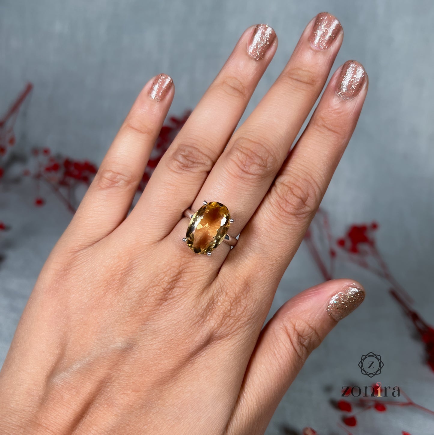 Tia Silver Ring - Citrine