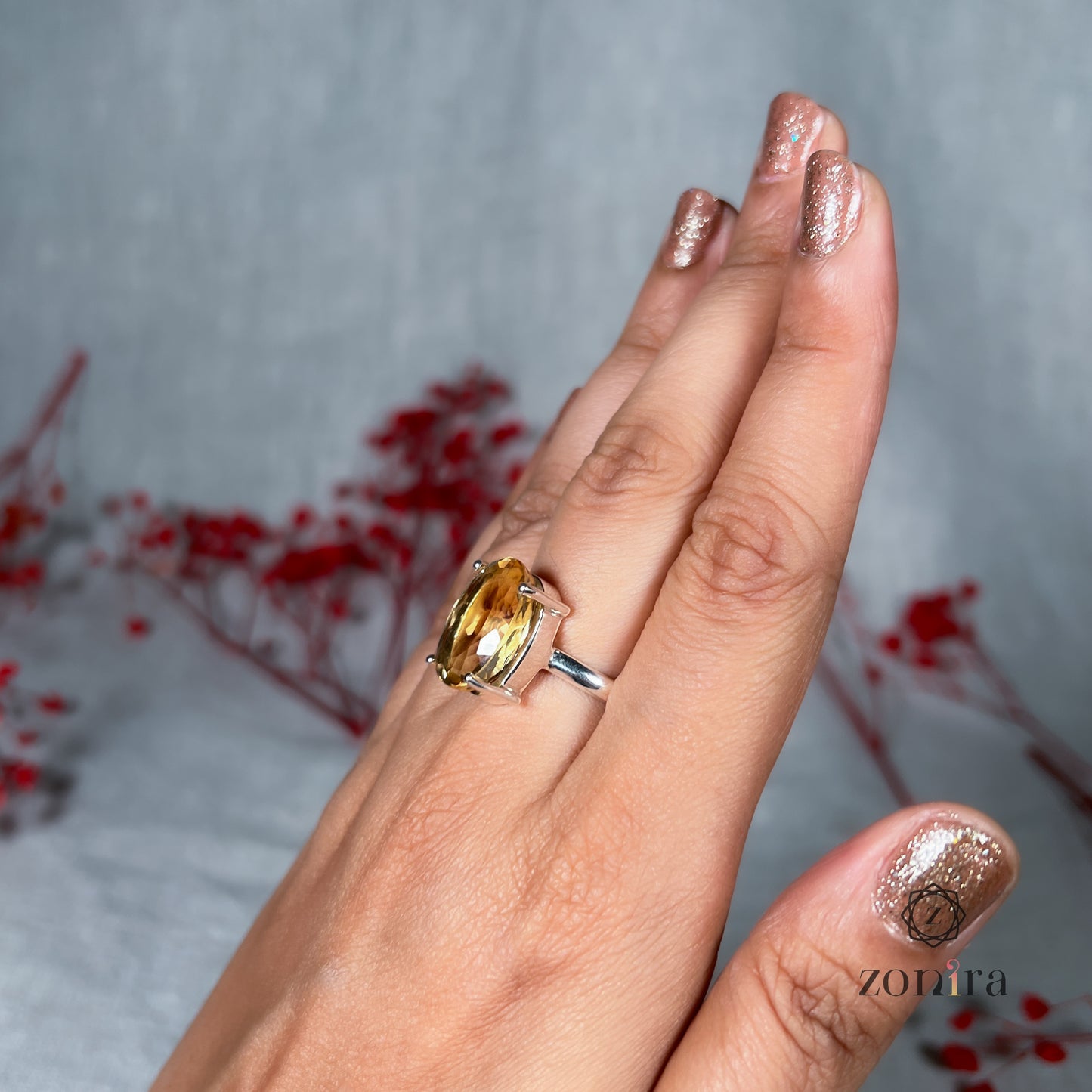 Tia Silver Ring - Citrine