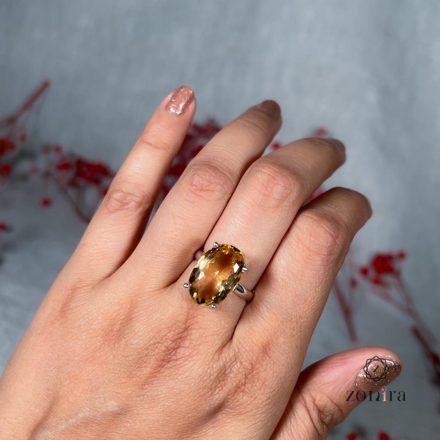 Tia Silver Ring - Citrine