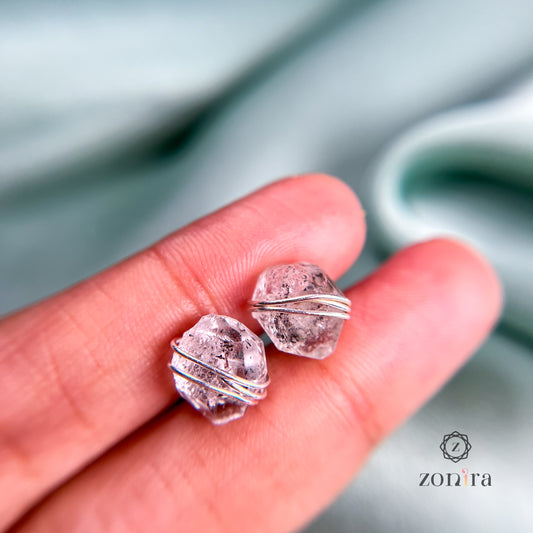 Ashma Silver Studs - Raw Herkimer Diamond