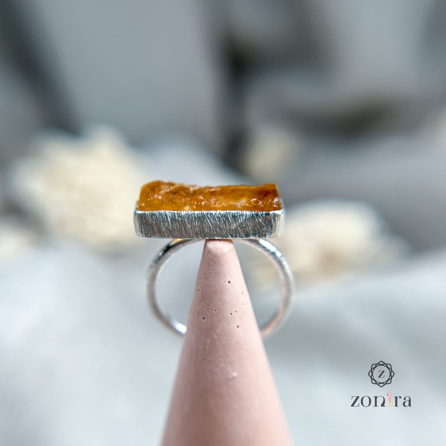 Zuri Silver Ring - Raw Citrine