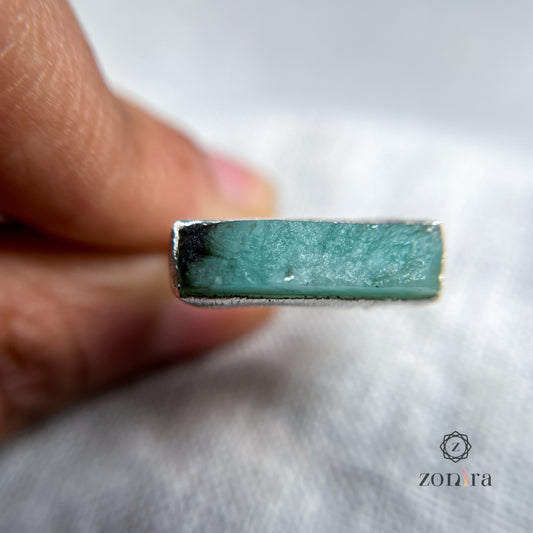 Zuri Silver Ring - Raw Emerald