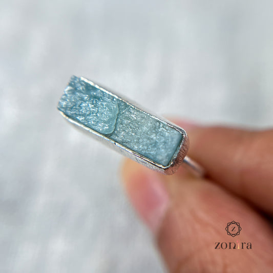 Zuri Silver Ring - Raw Aquamarine