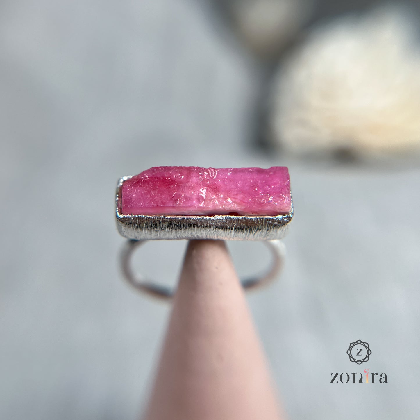 Zuri Silver Ring - Raw Ruby