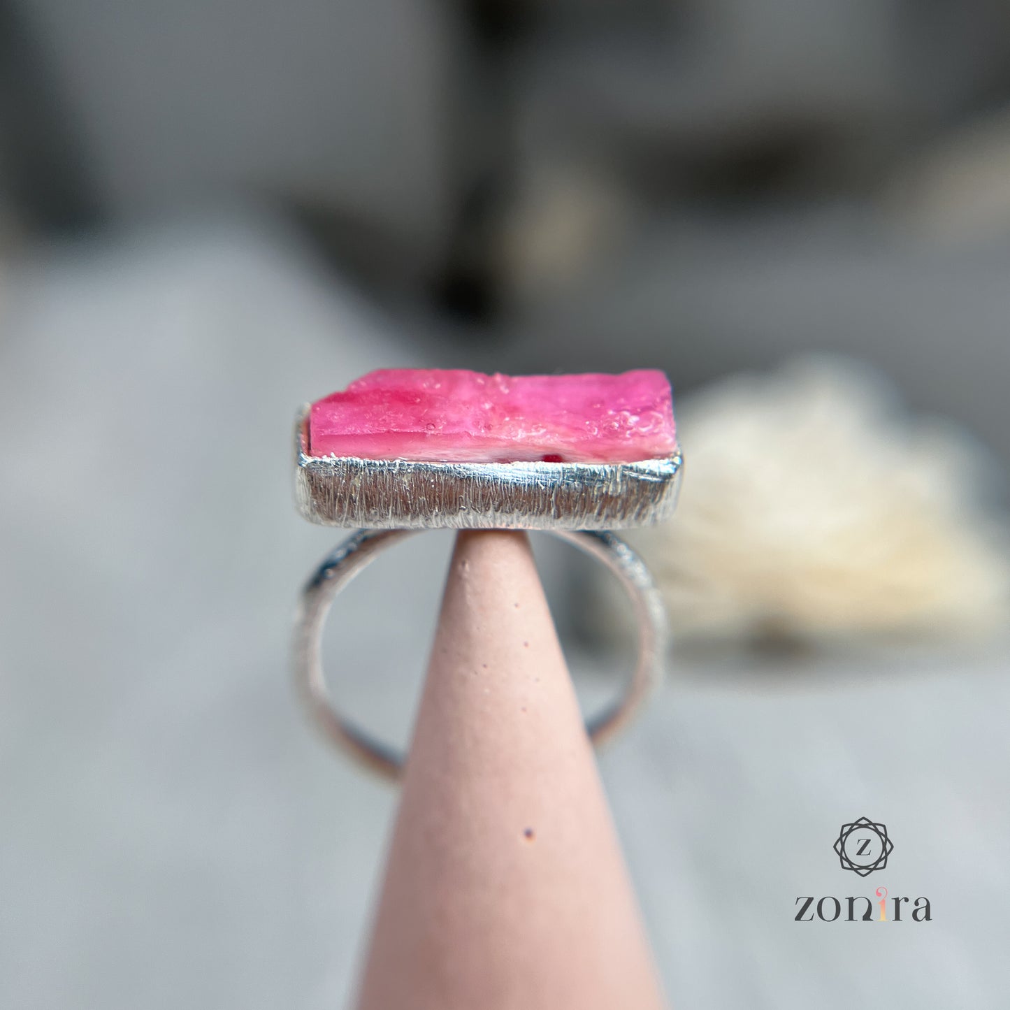 Zuri Silver Ring - Raw Ruby