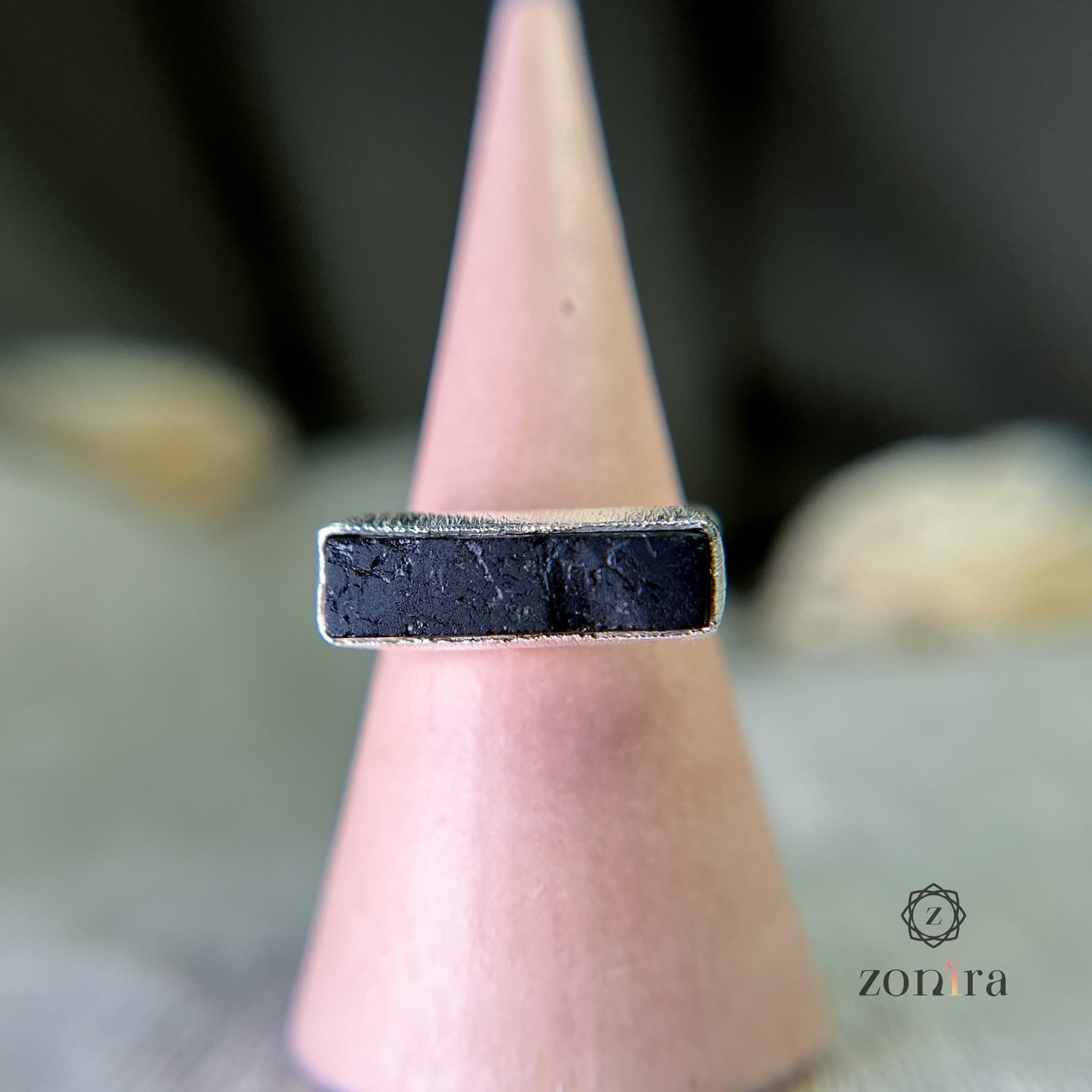 Zuri Silver Ring - Raw Black Tourmaline