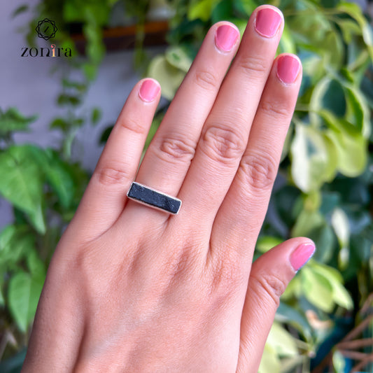 Zuri Silver Ring - Raw Black Tourmaline