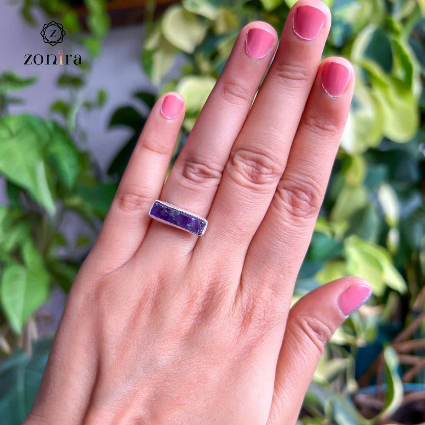 Zuri Silver Ring - Raw Amethyst