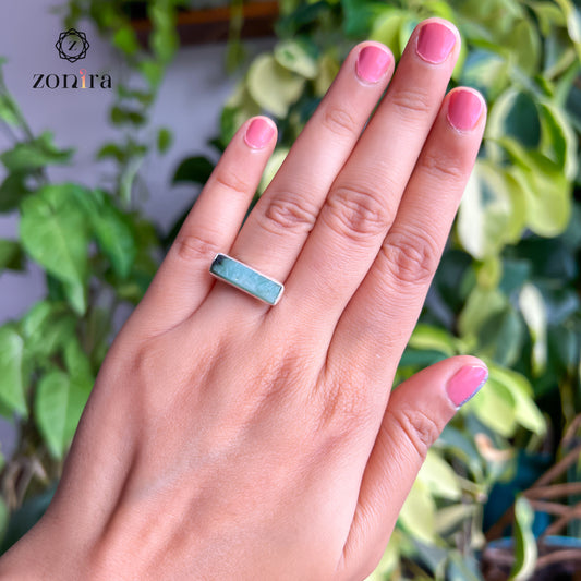 Zuri Silver Ring - Raw Emerald