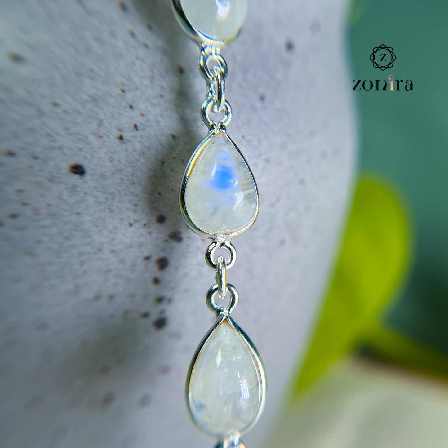 Angrai Silver Bracelet - Rainbow Moonstone