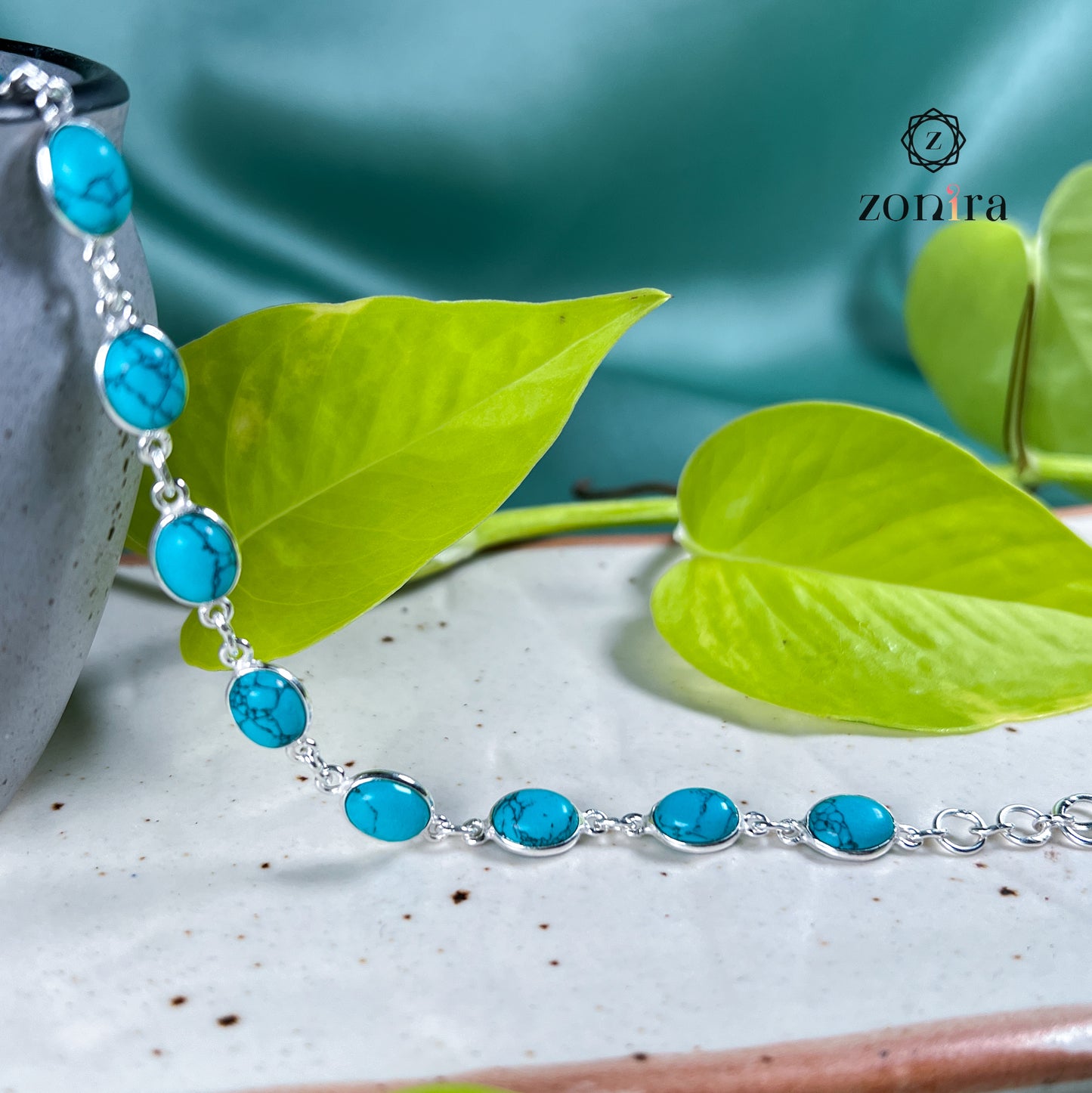 Angrai Silver Bracelet - Turquoise