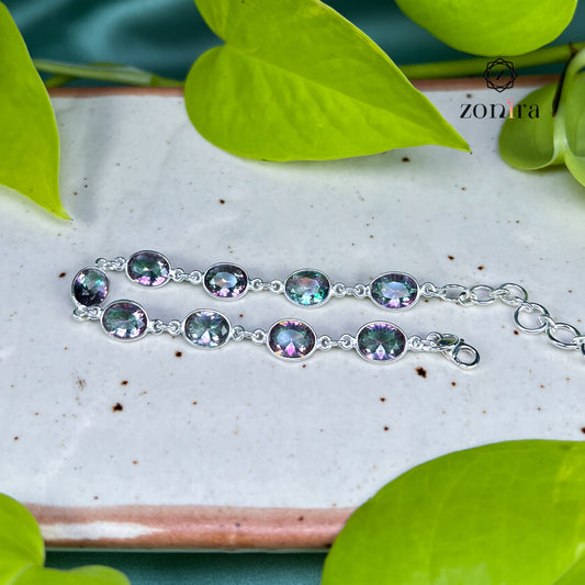 Angrai Silver Bracelet - Mystic Topaz