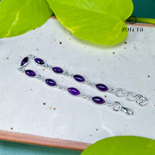 Angrai Silver Bracelet - Amethyst