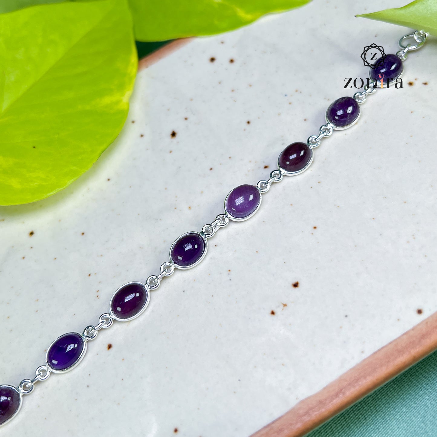 Angrai Silver Bracelet - Amethyst