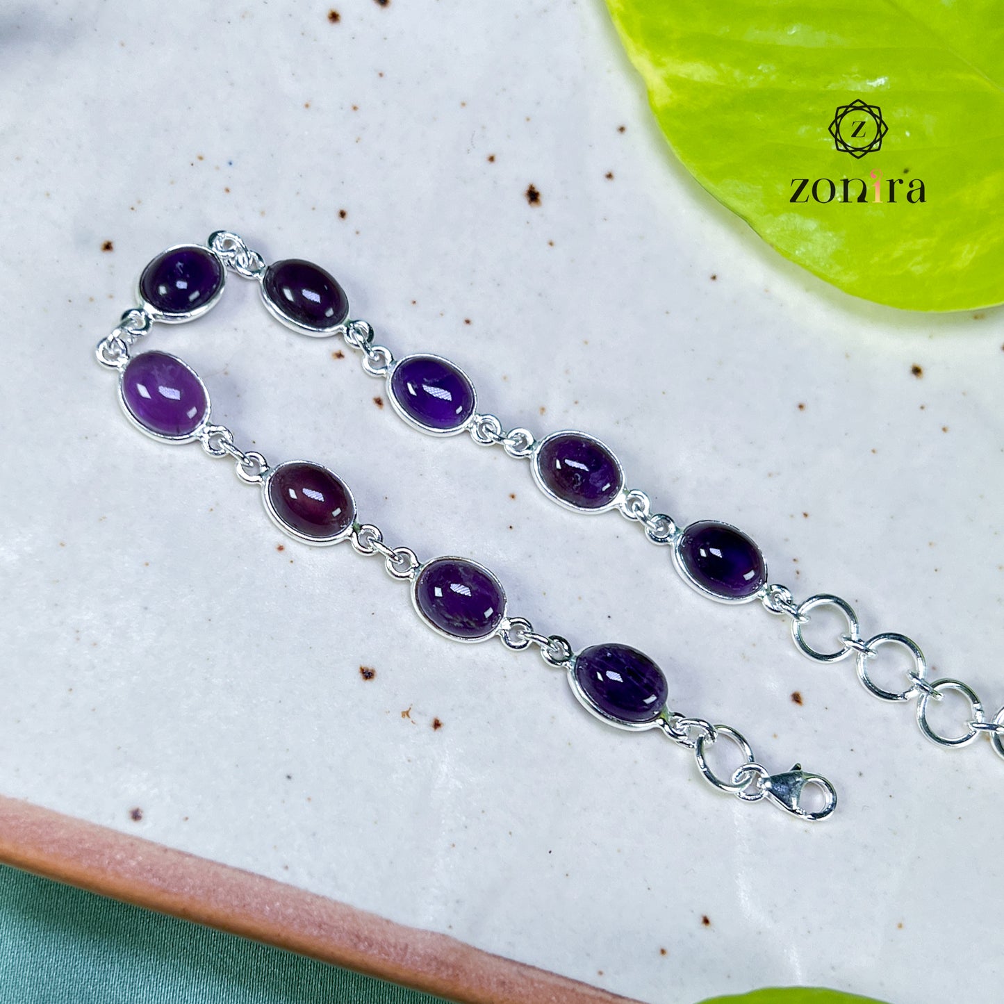 Angrai Silver Bracelet - Amethyst