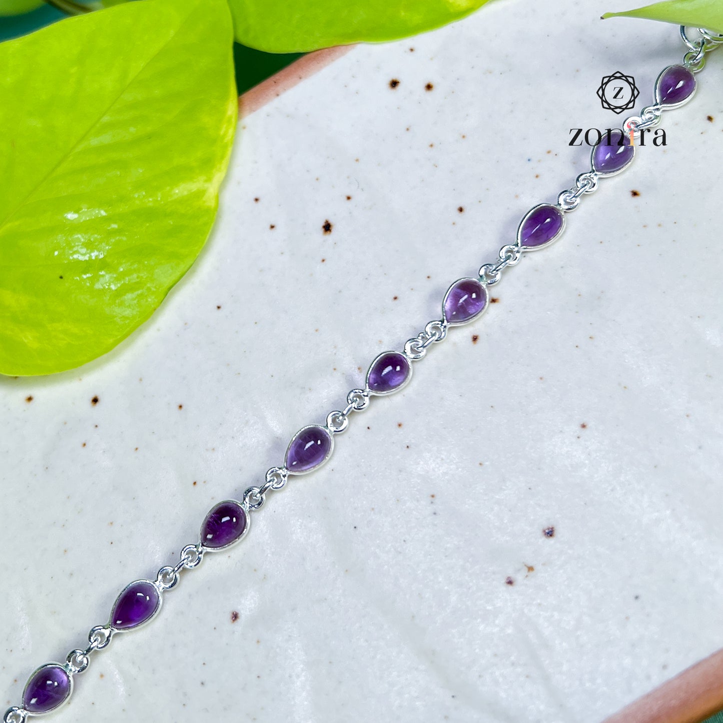 Angrai Silver Bracelet - Amethyst