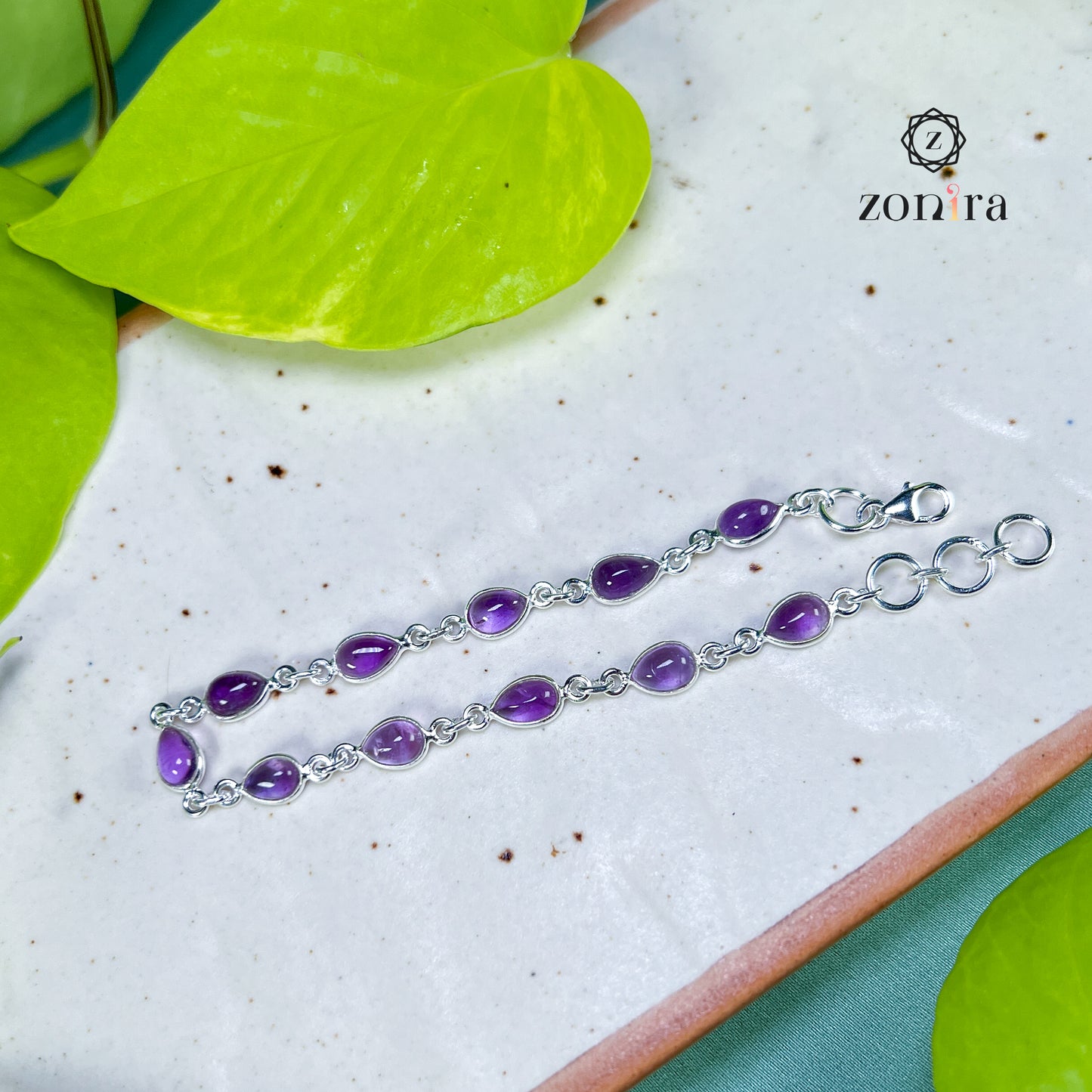 Angrai Silver Bracelet - Amethyst