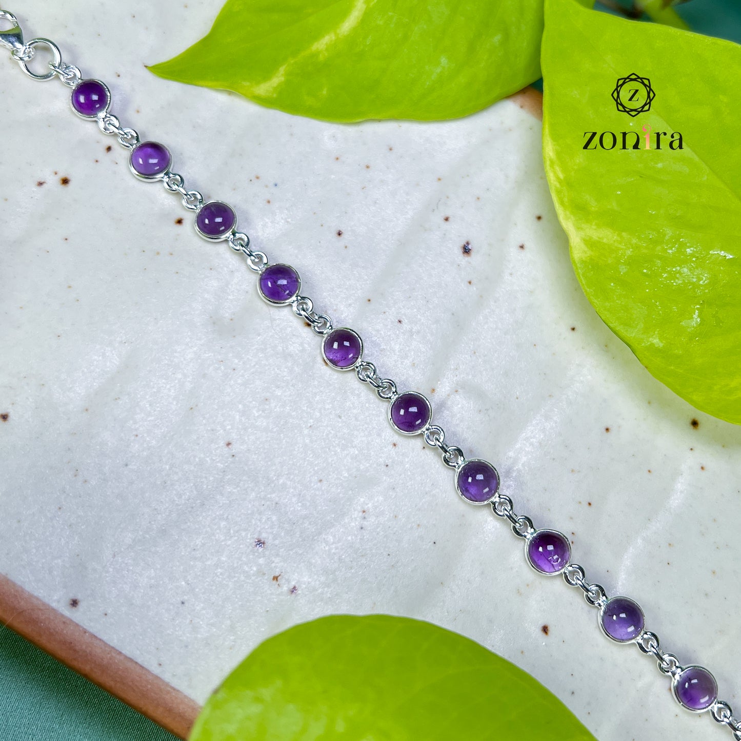 Angrai Silver Bracelet - Amethyst