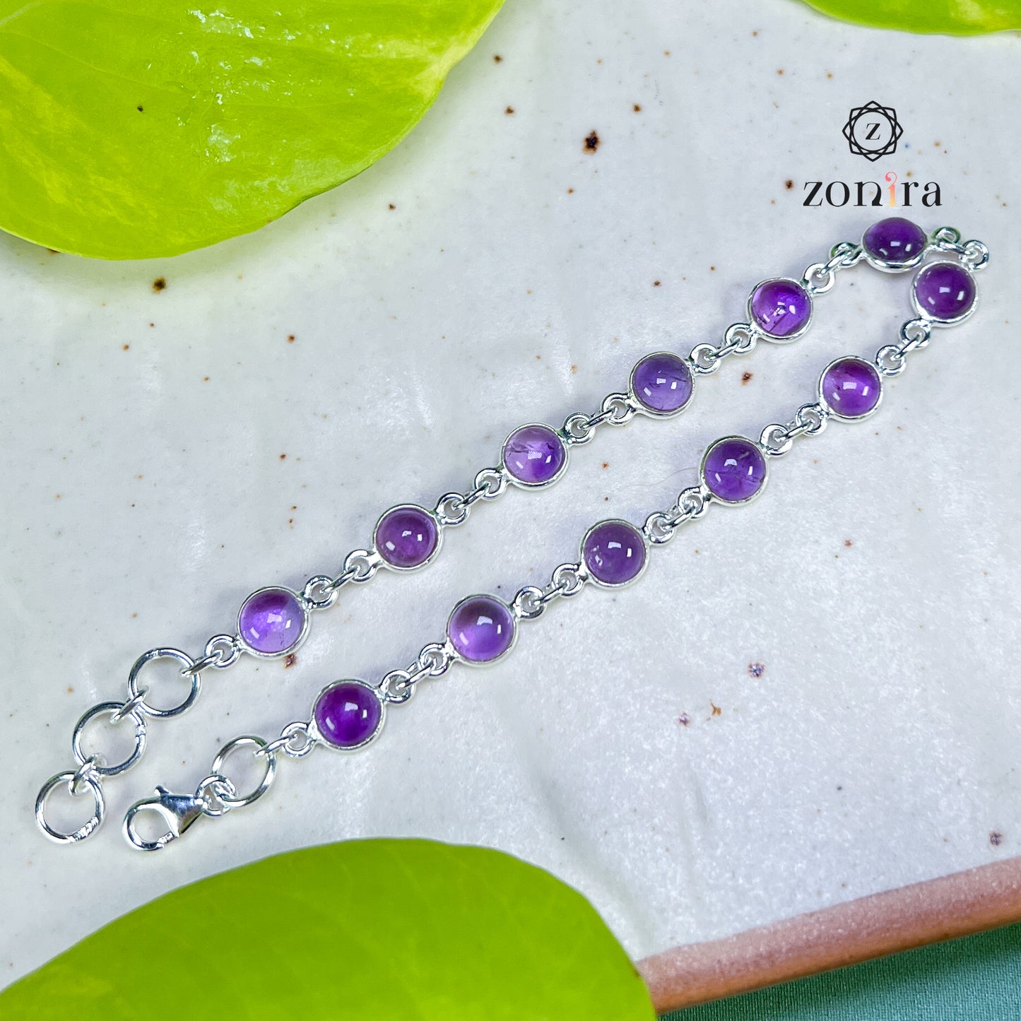 Angrai Silver Bracelet - Amethyst