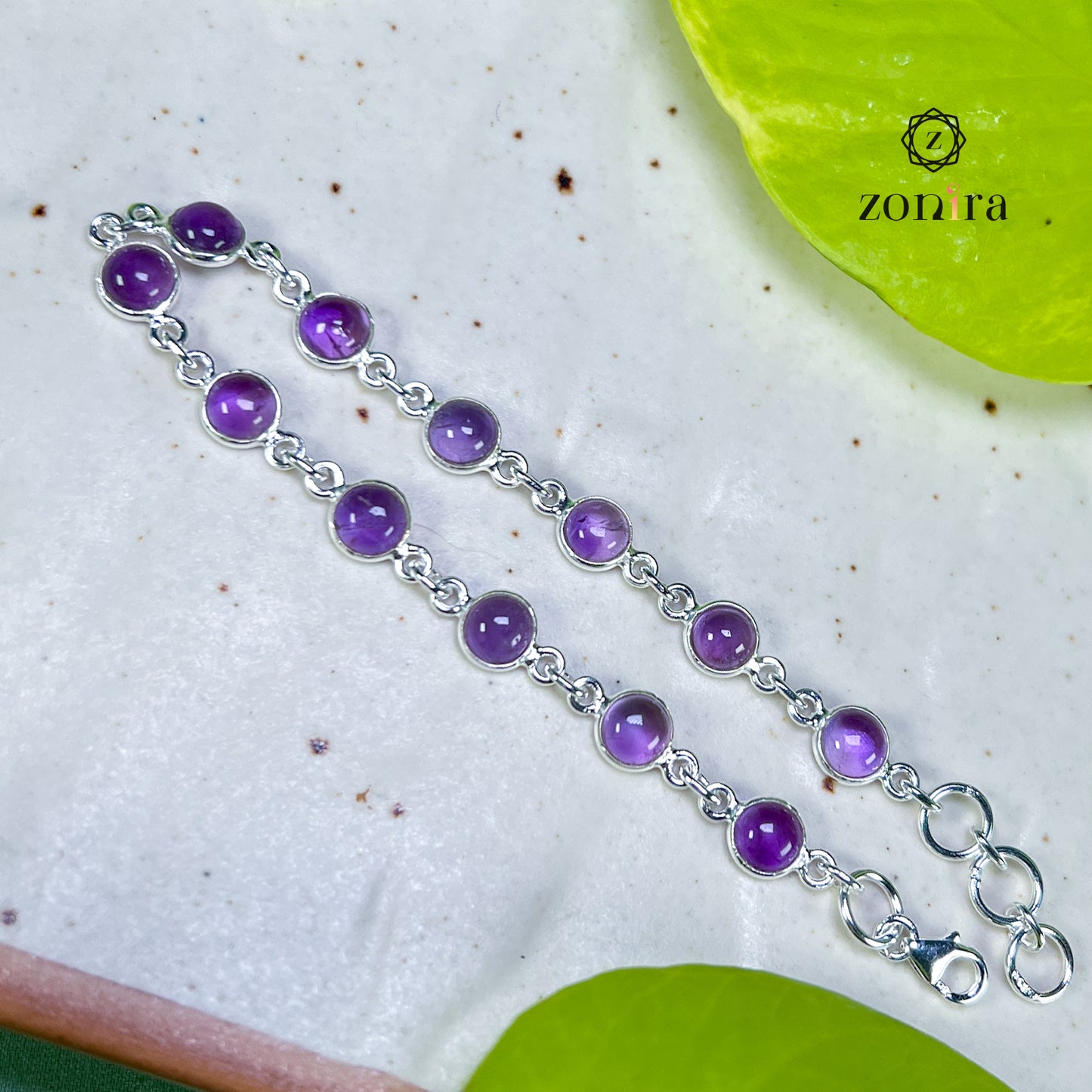 Angrai Silver Bracelet - Amethyst