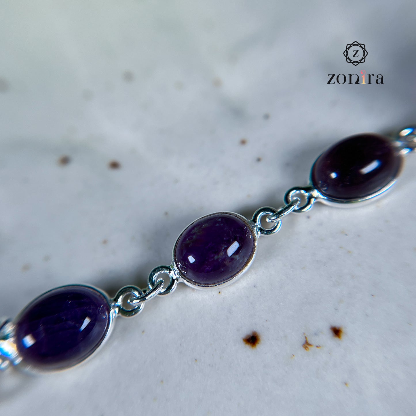 Angrai Silver Bracelet - Amethyst