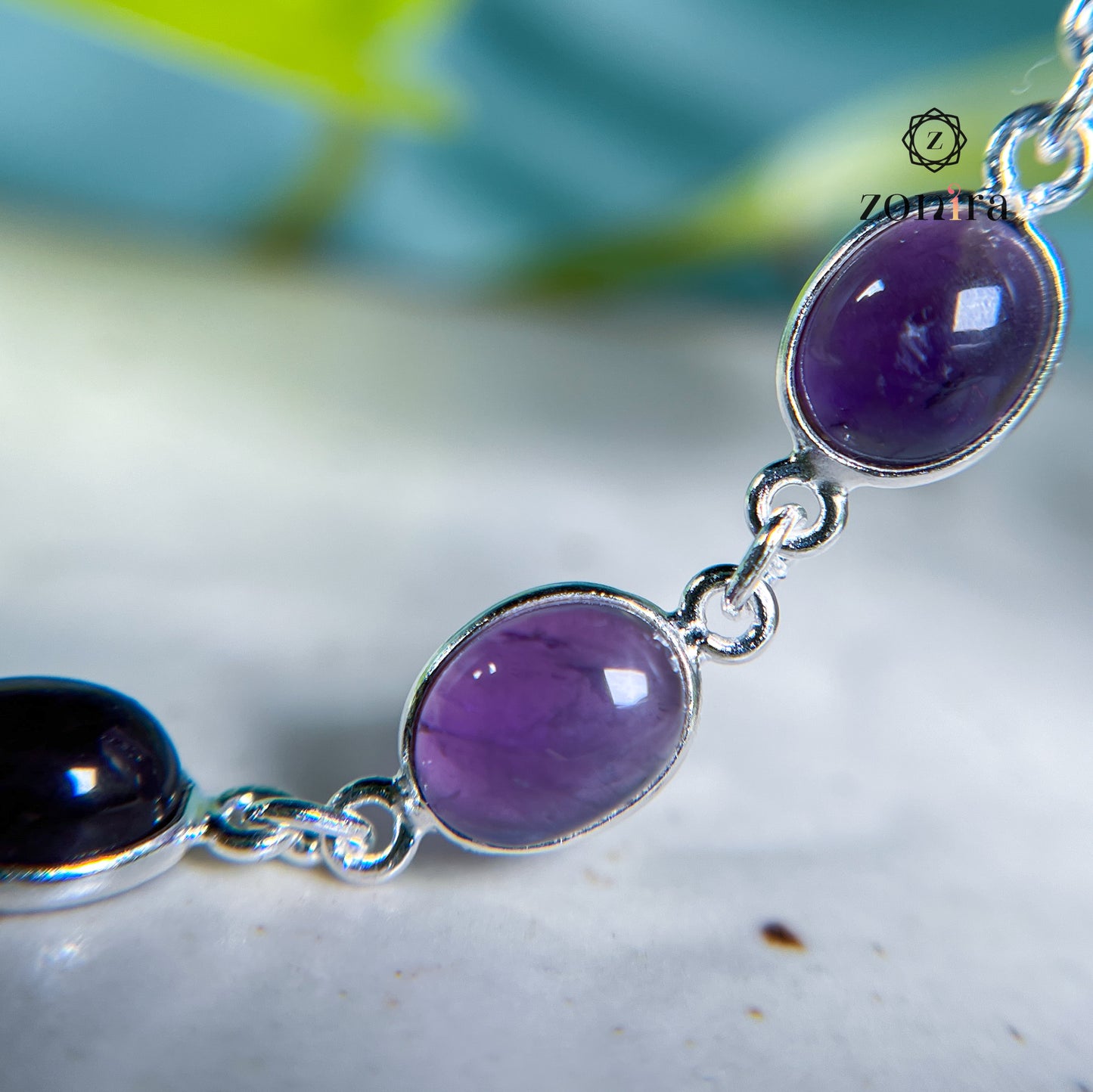 Angrai Silver Bracelet - Amethyst