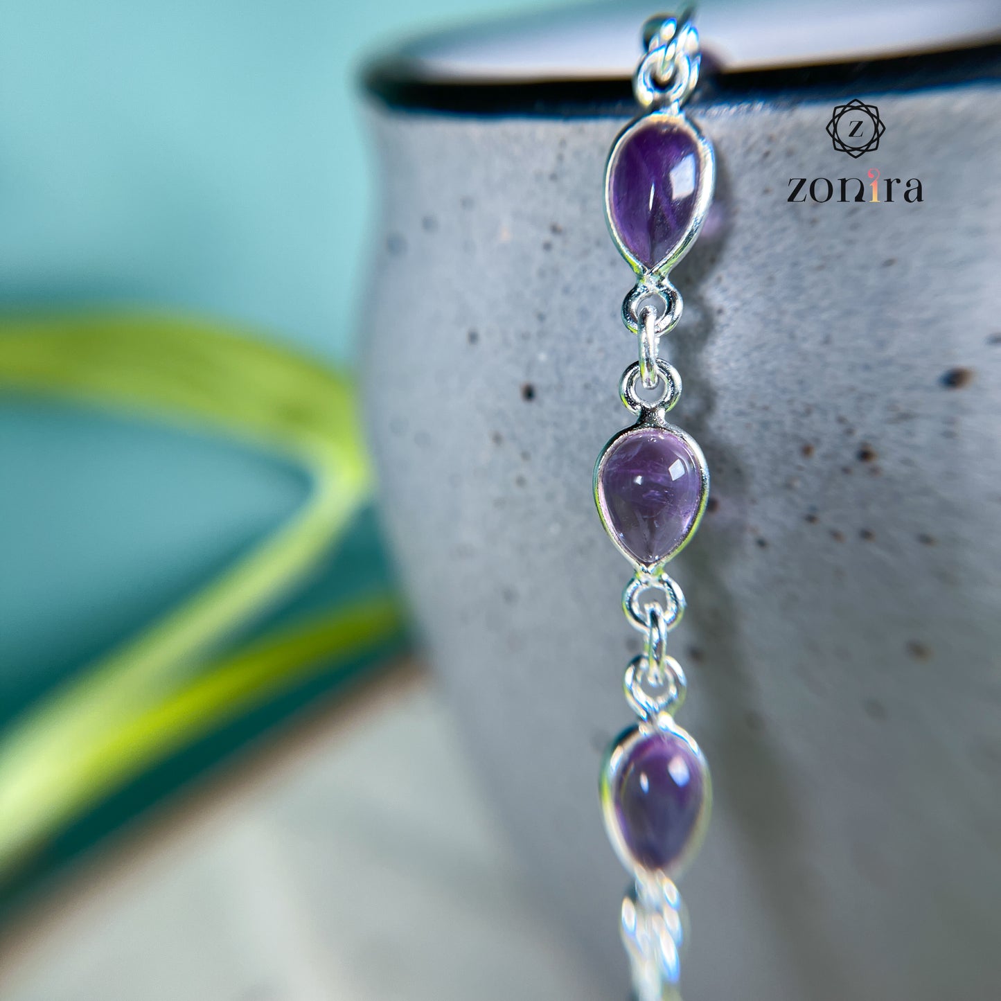 Angrai Silver Bracelet - Amethyst