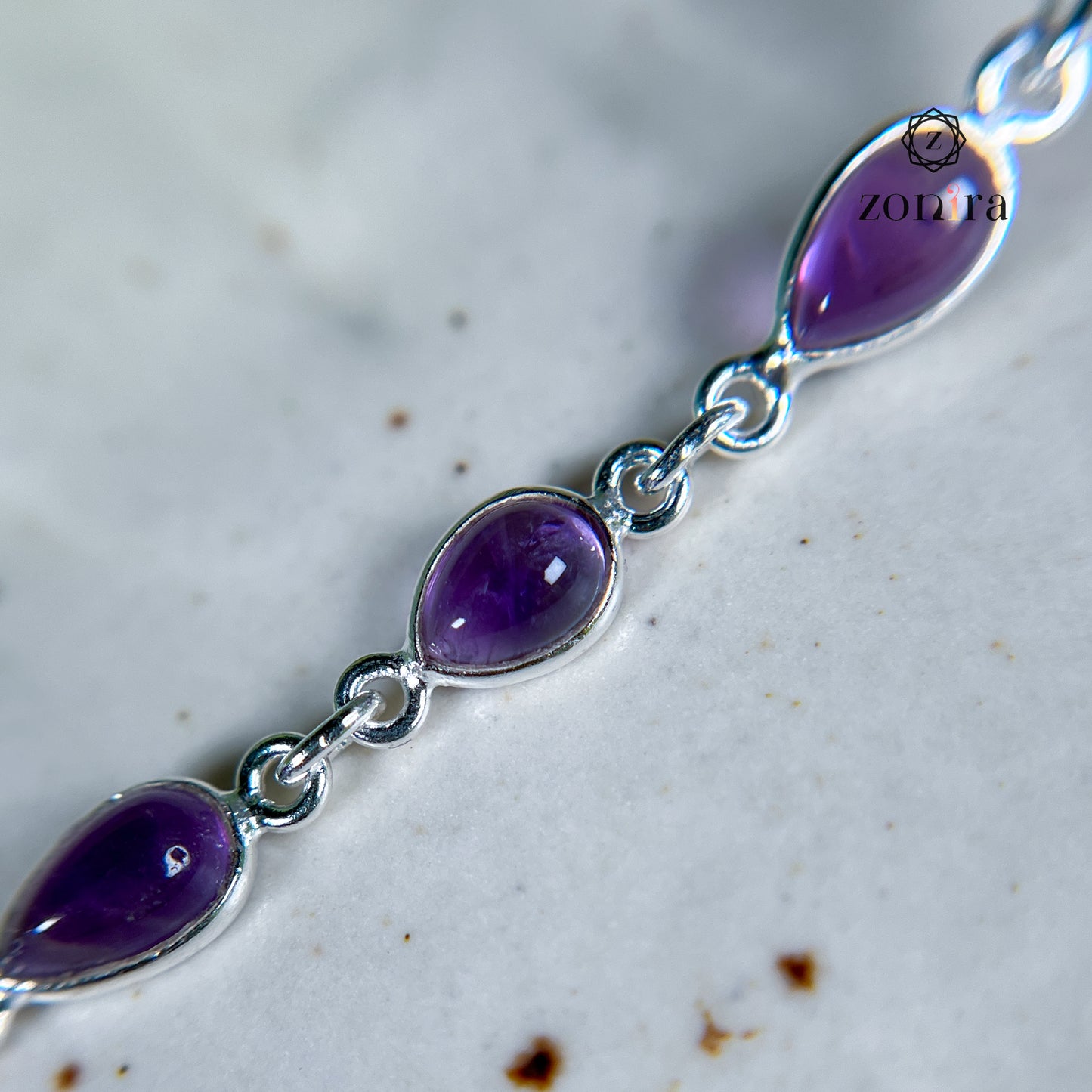 Angrai Silver Bracelet - Amethyst