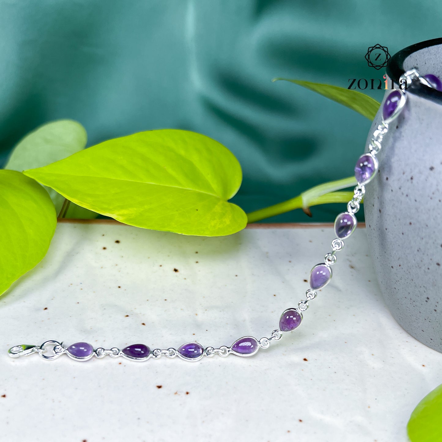 Angrai Silver Bracelet - Amethyst