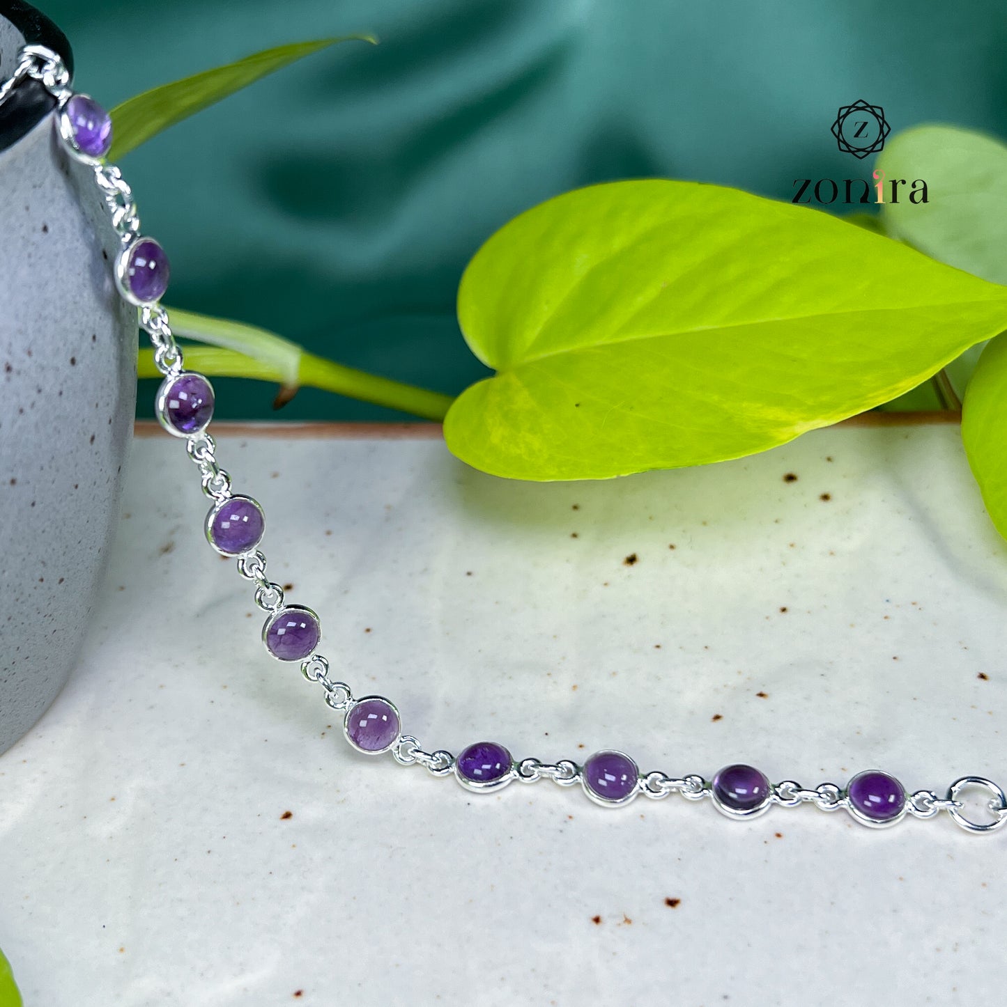 Angrai Silver Bracelet - Amethyst