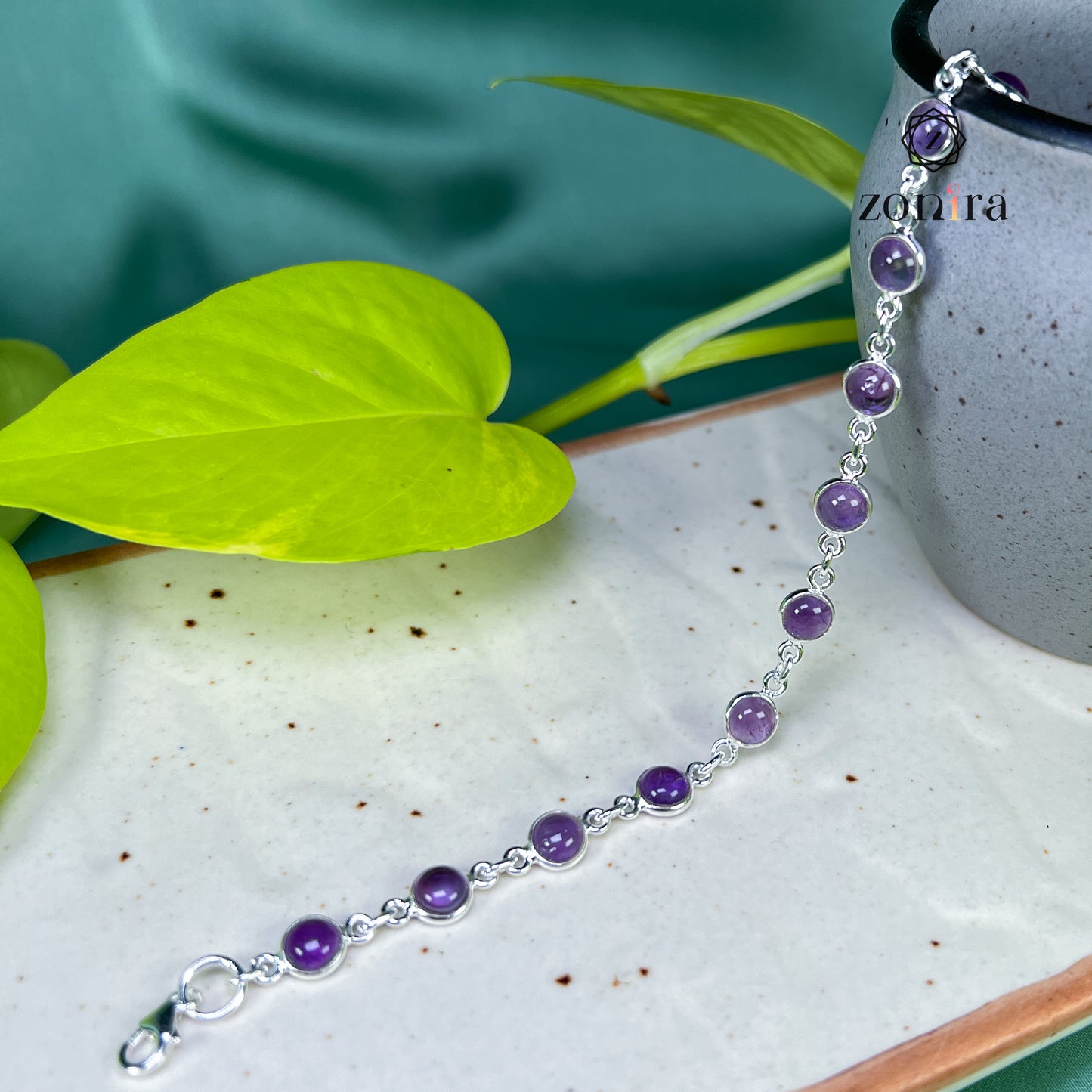 Angrai Silver Bracelet - Amethyst