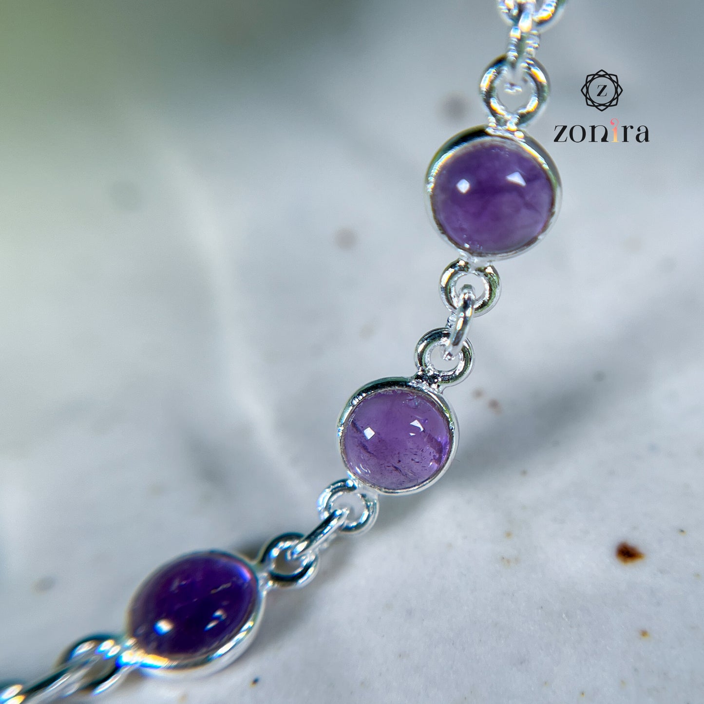 Angrai Silver Bracelet - Amethyst