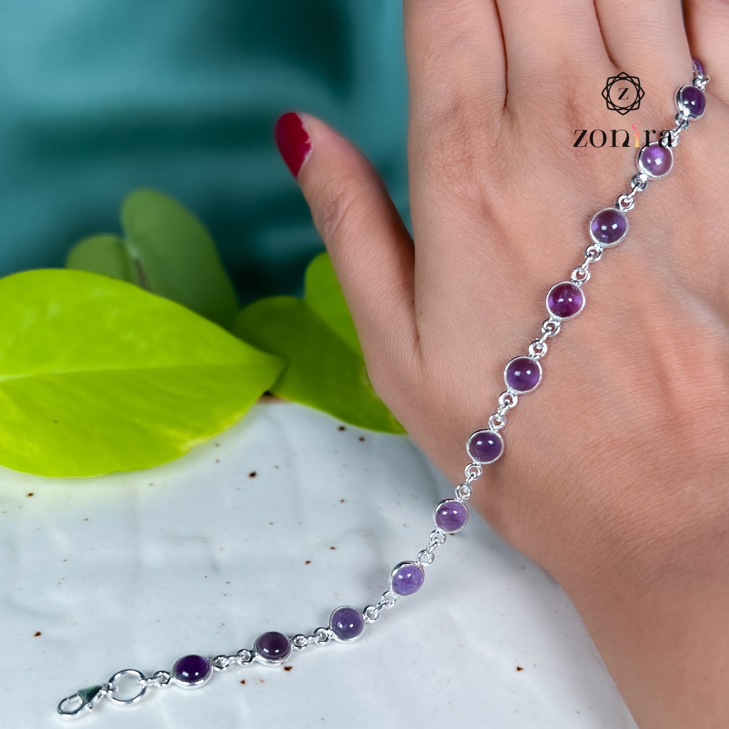 Angrai Silver Bracelet - Amethyst