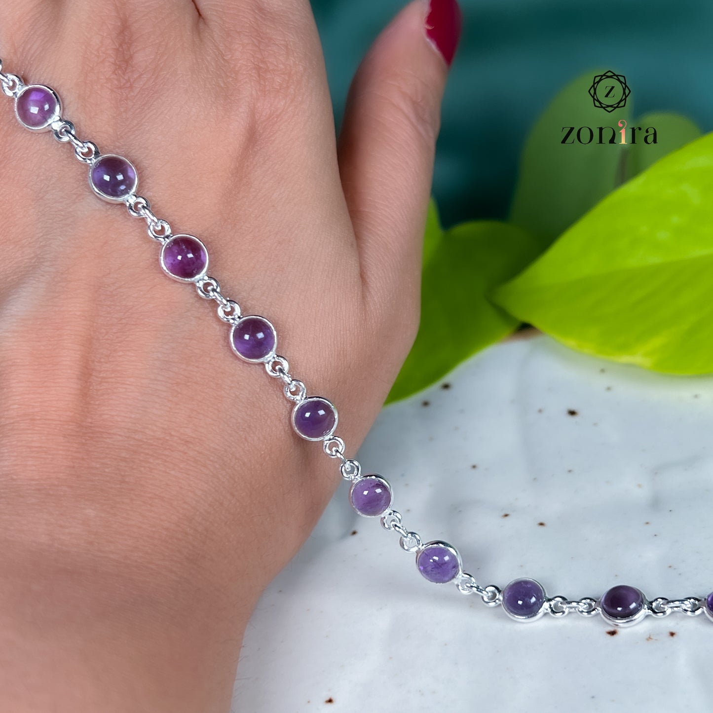 Angrai Silver Bracelet - Amethyst