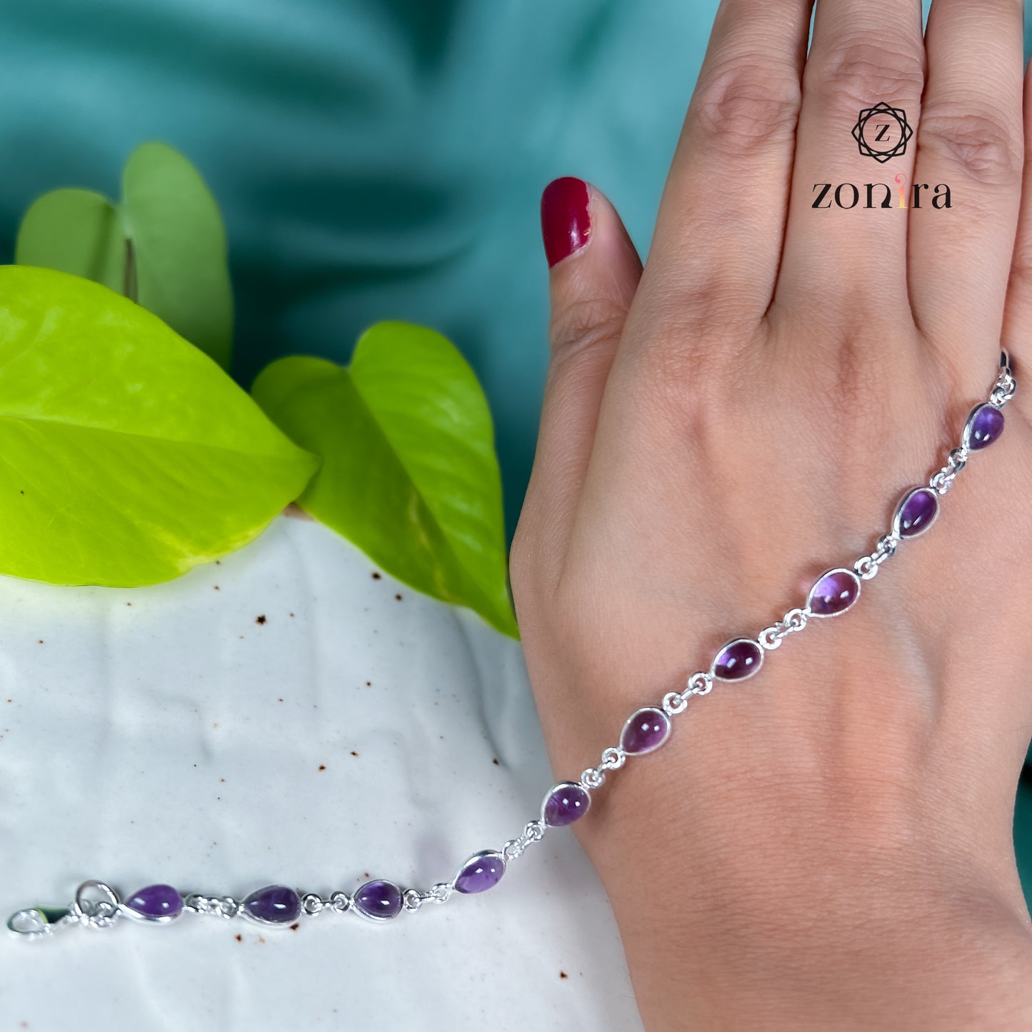 Angrai Silver Bracelet - Amethyst