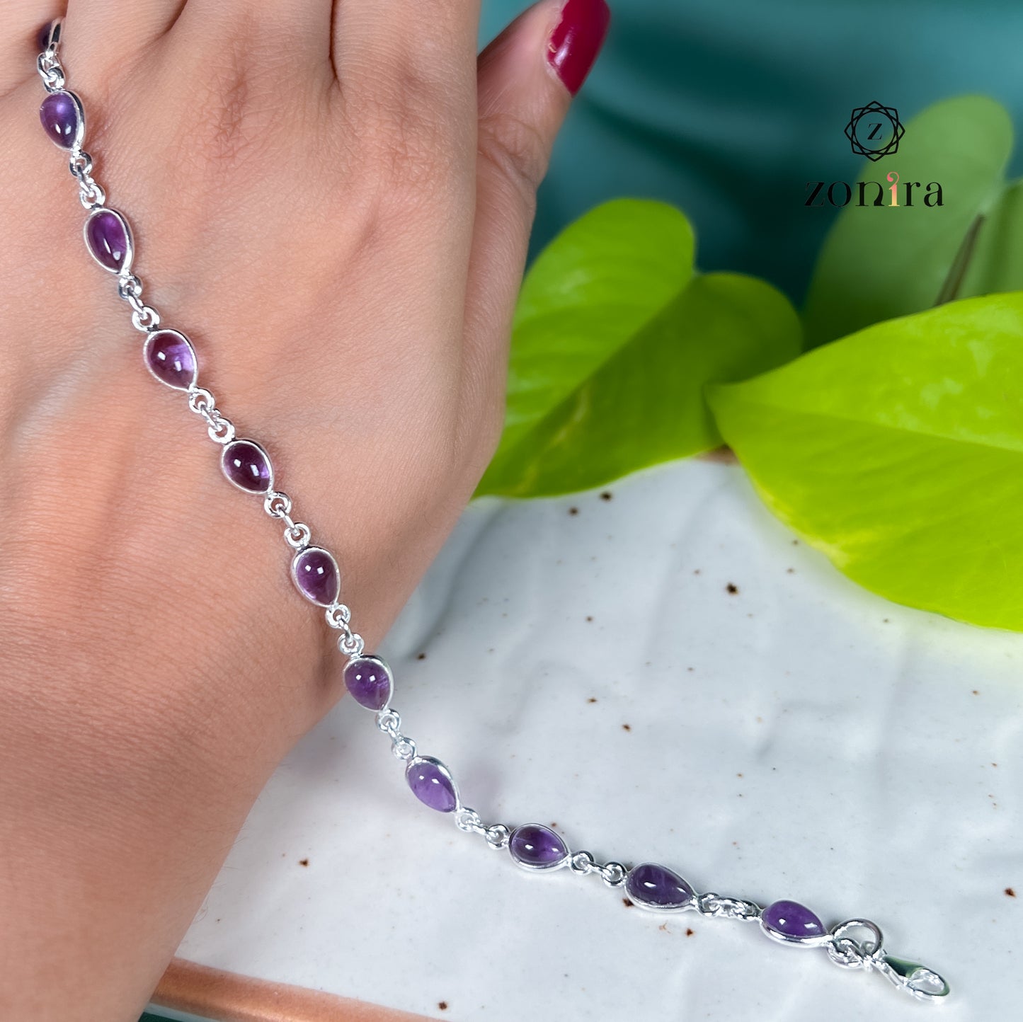 Angrai Silver Bracelet - Amethyst