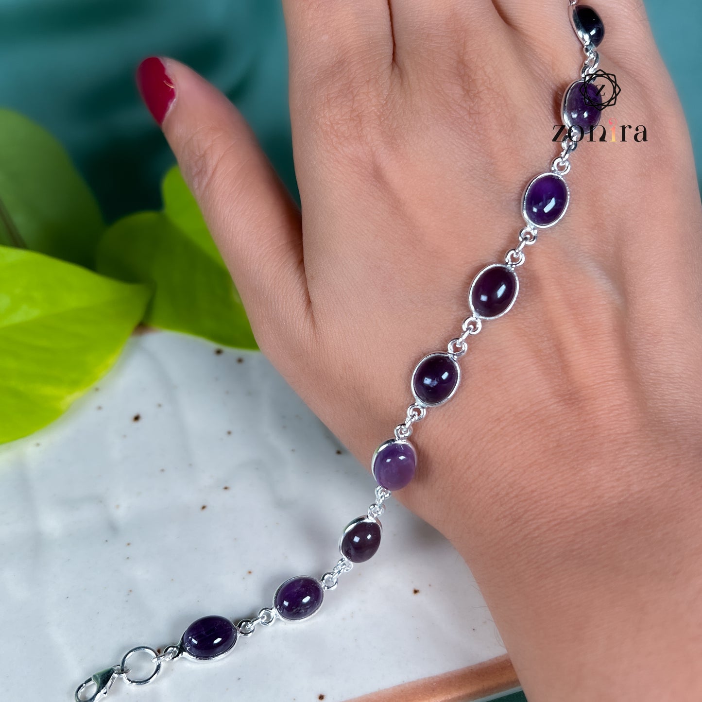 Angrai Silver Bracelet - Amethyst