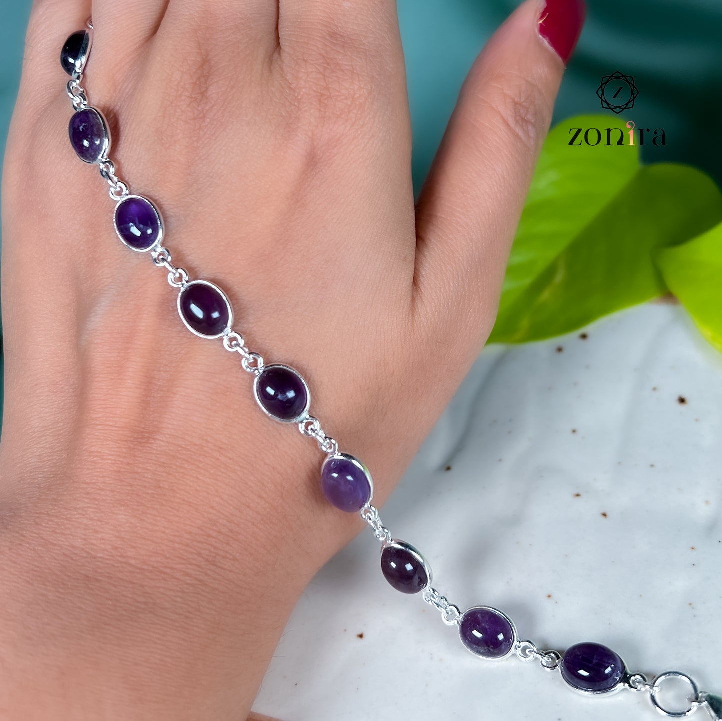 Angrai Silver Bracelet - Amethyst