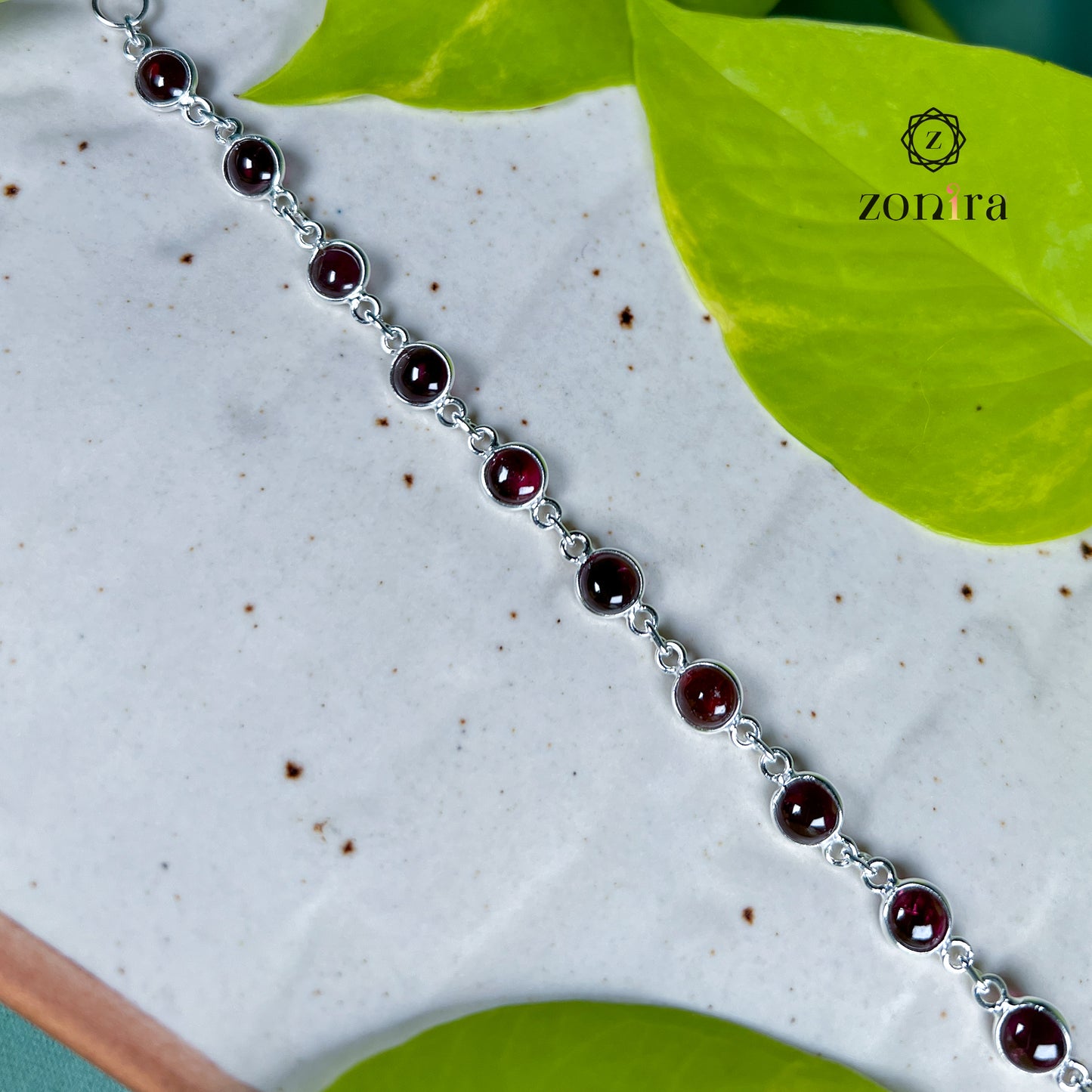 Angrai Silver Bracelet - Garnet