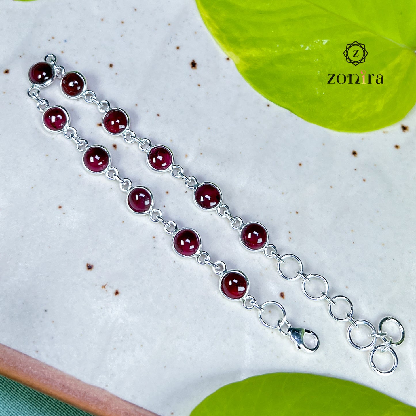 Angrai Silver Bracelet - Garnet