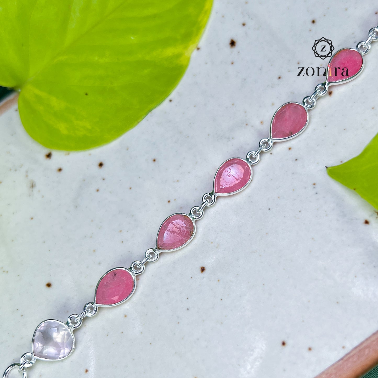 Angrai Silver Bracelet - Pink Topaz