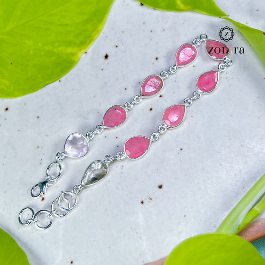 Angrai Silver Bracelet - Pink Topaz