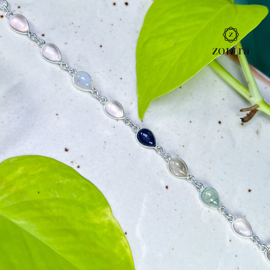 Angrai Silver Bracelet - Mixed Stones