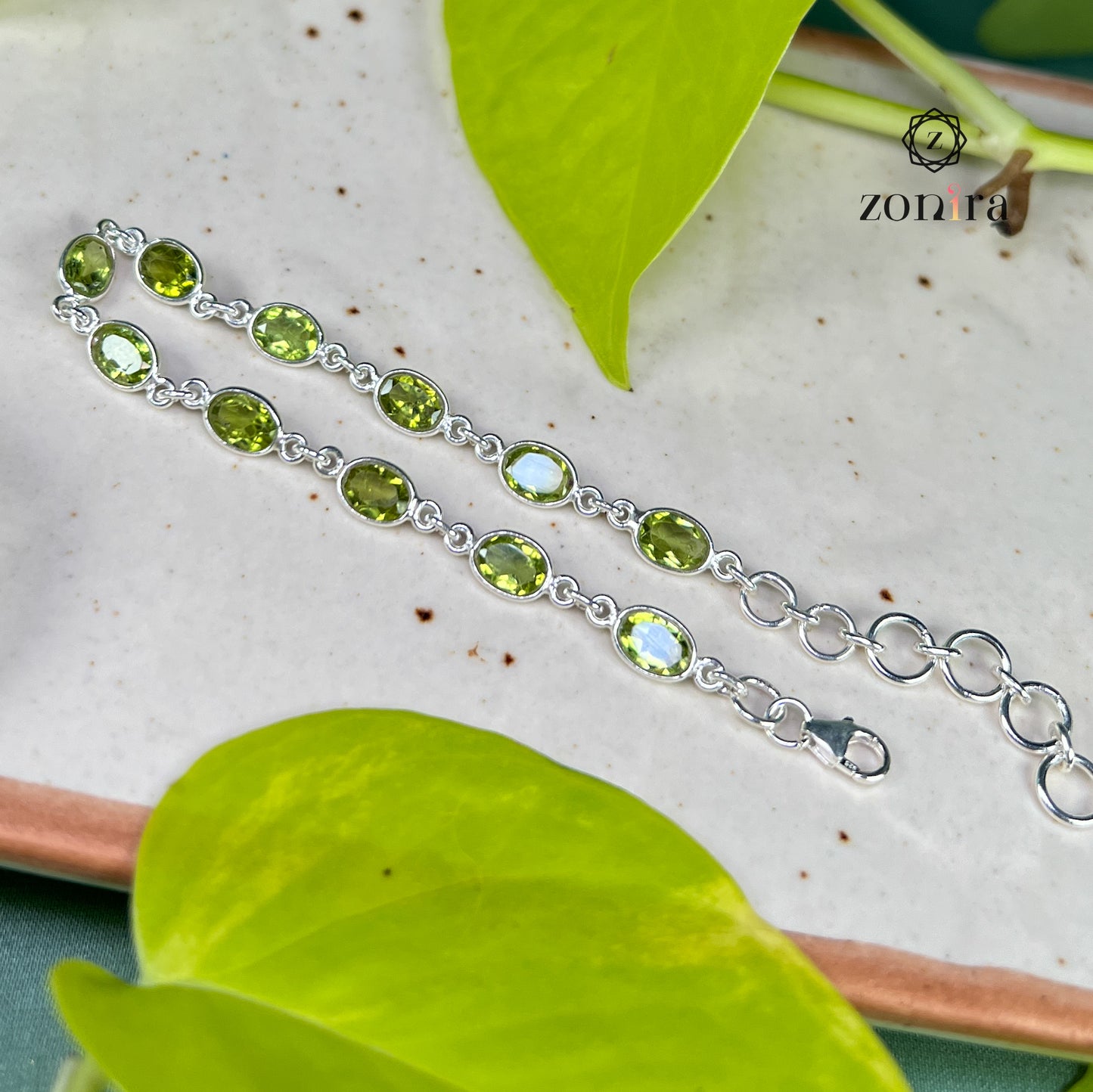 Angrai Silver Bracelet - Peridot