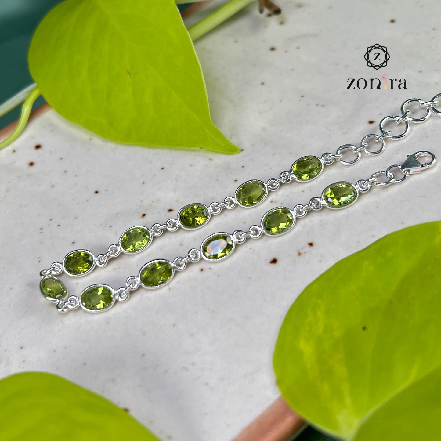 Angrai Silver Bracelet - Peridot