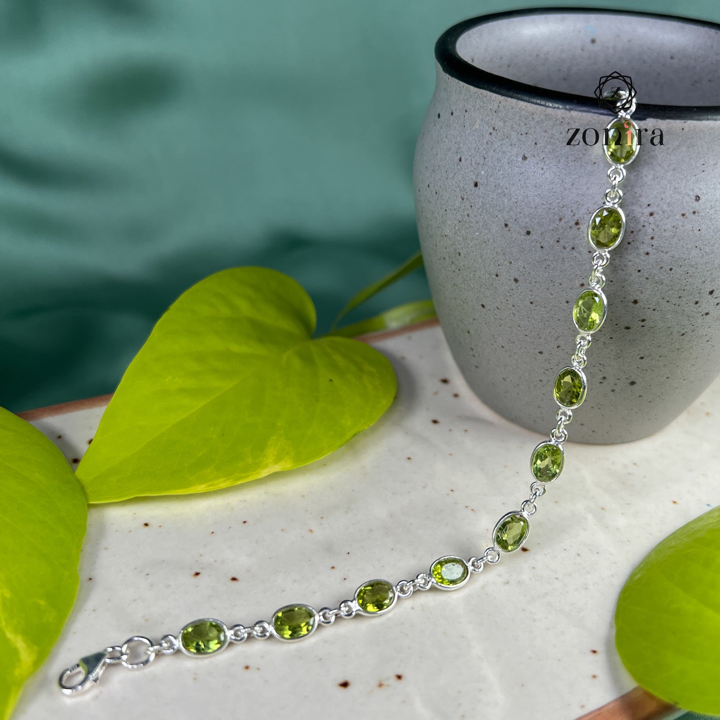 Angrai Silver Bracelet - Peridot