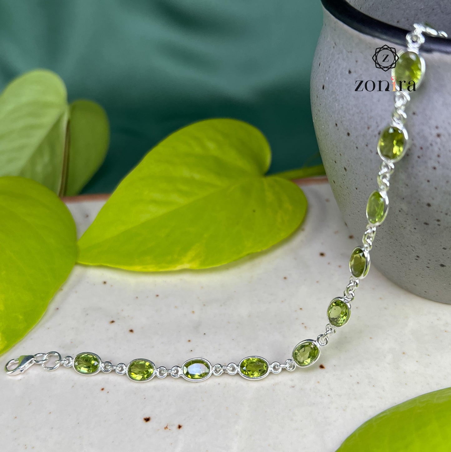 Angrai Silver Bracelet - Peridot