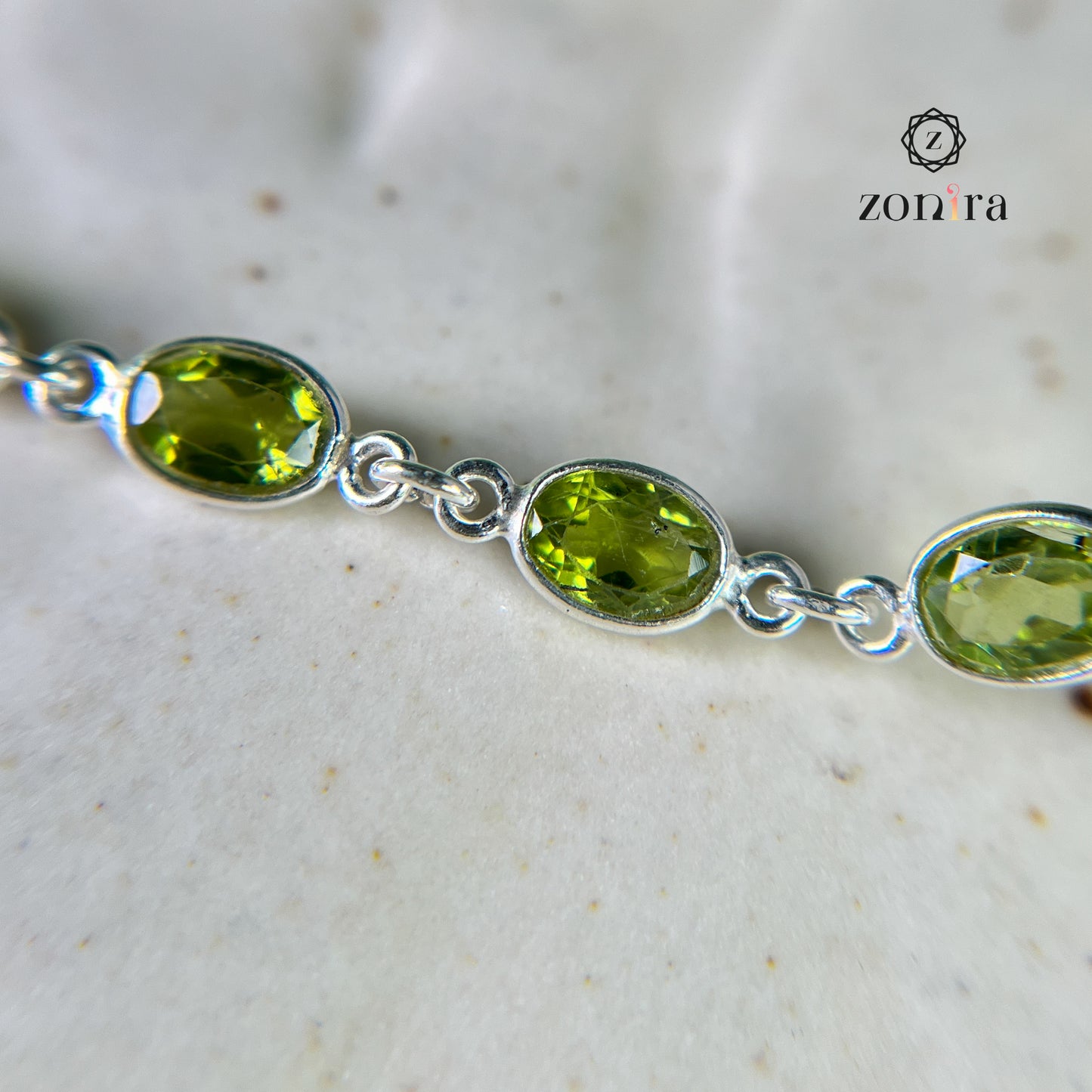 Angrai Silver Bracelet - Peridot