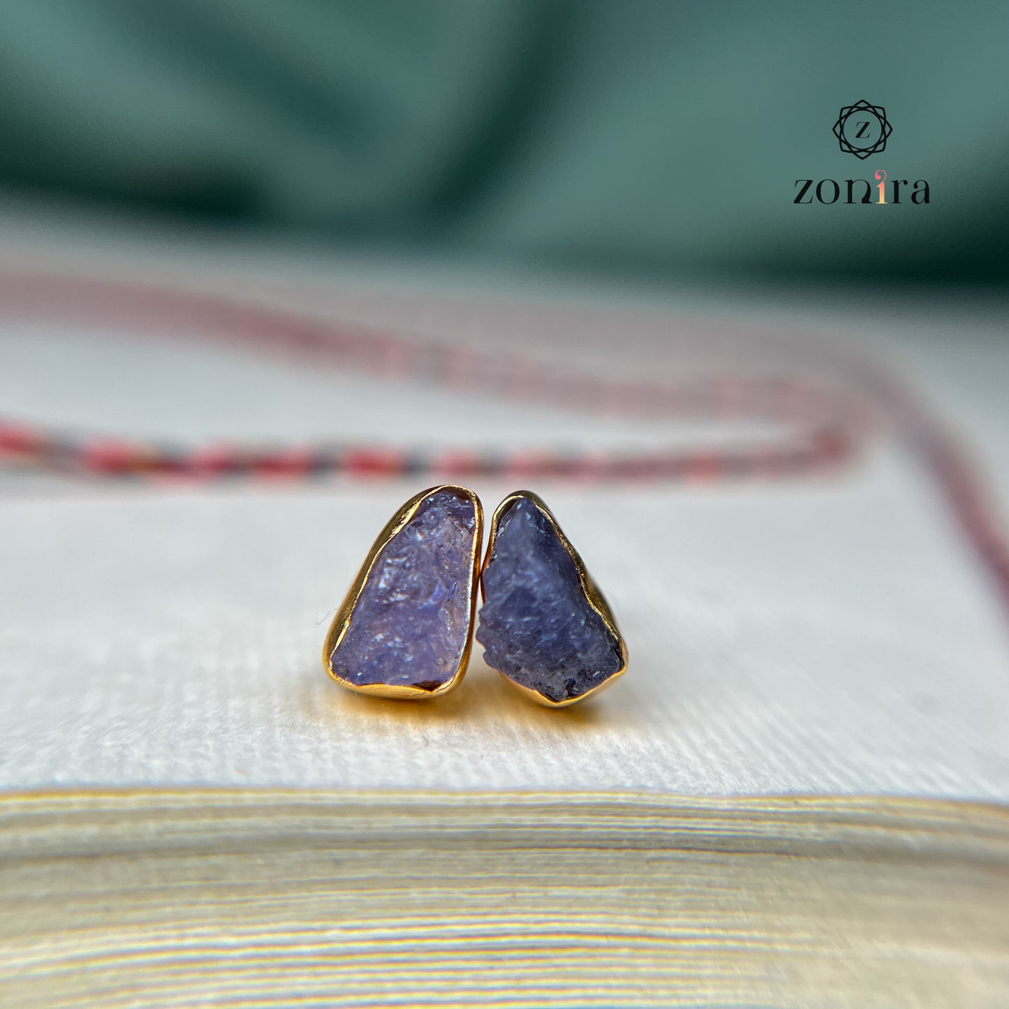 Aabis Silver Studs - Raw Tanzanite Gold